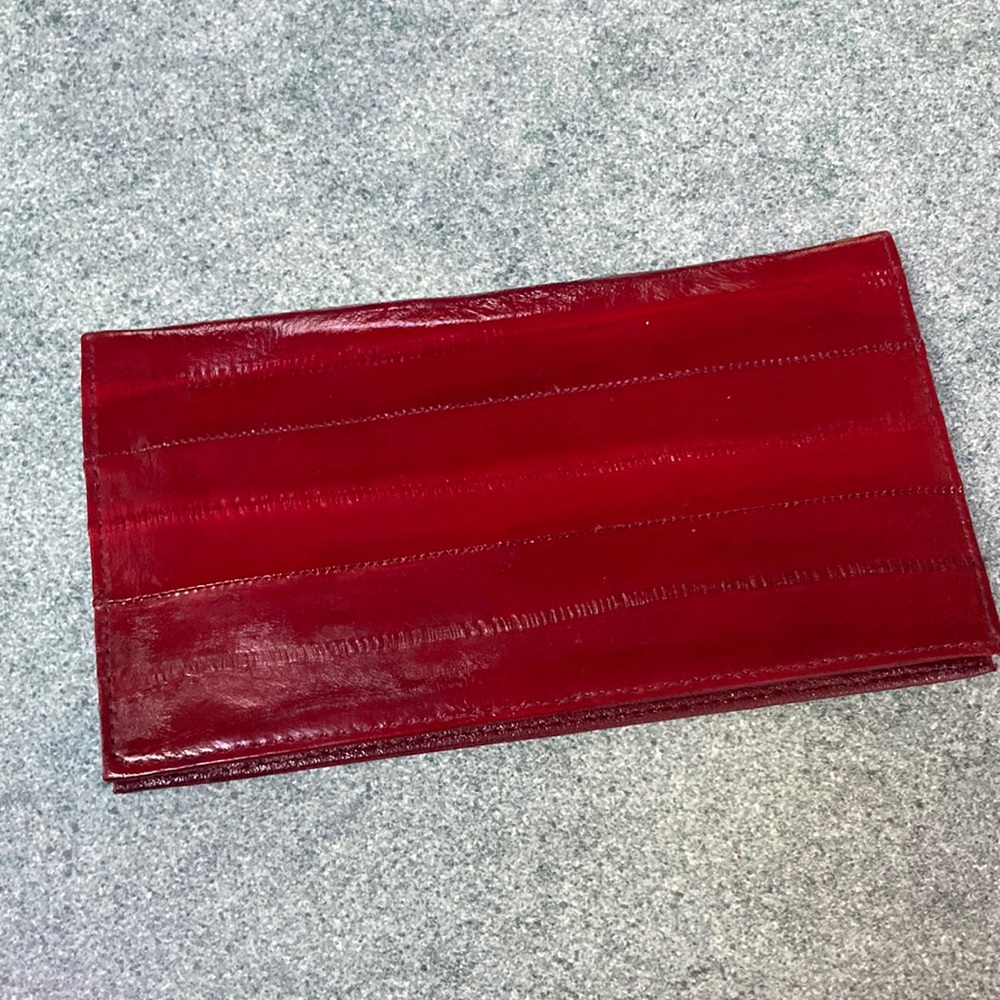 New Burgundy Eel Skin Cheque Book